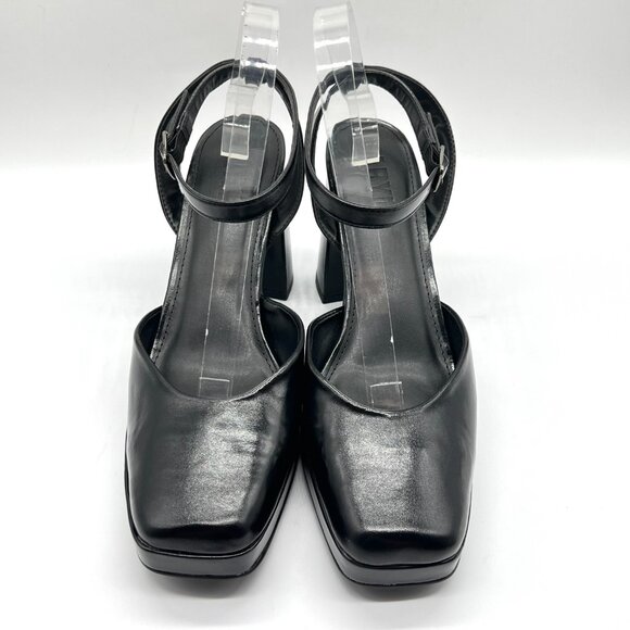 Faryl By Farylrobin Womens Size 11 Black‎ Vegan Leather Block Heels Pumps Shoes - Picture 2 of 15